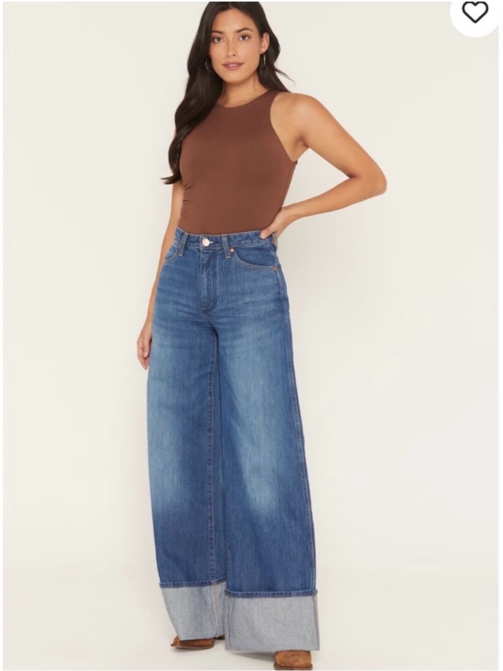 Wrangler high rise wide leg cuffed jeans
